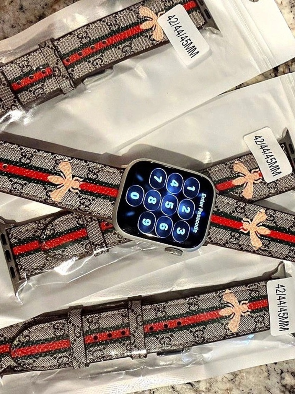 Gucci Apple Watch Band Set Brown & Red NWT